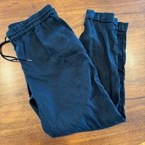 Ann Taylor LOFT Linen Blend Pull On Cuffed Ankle Pants Drawstring with Pockets S